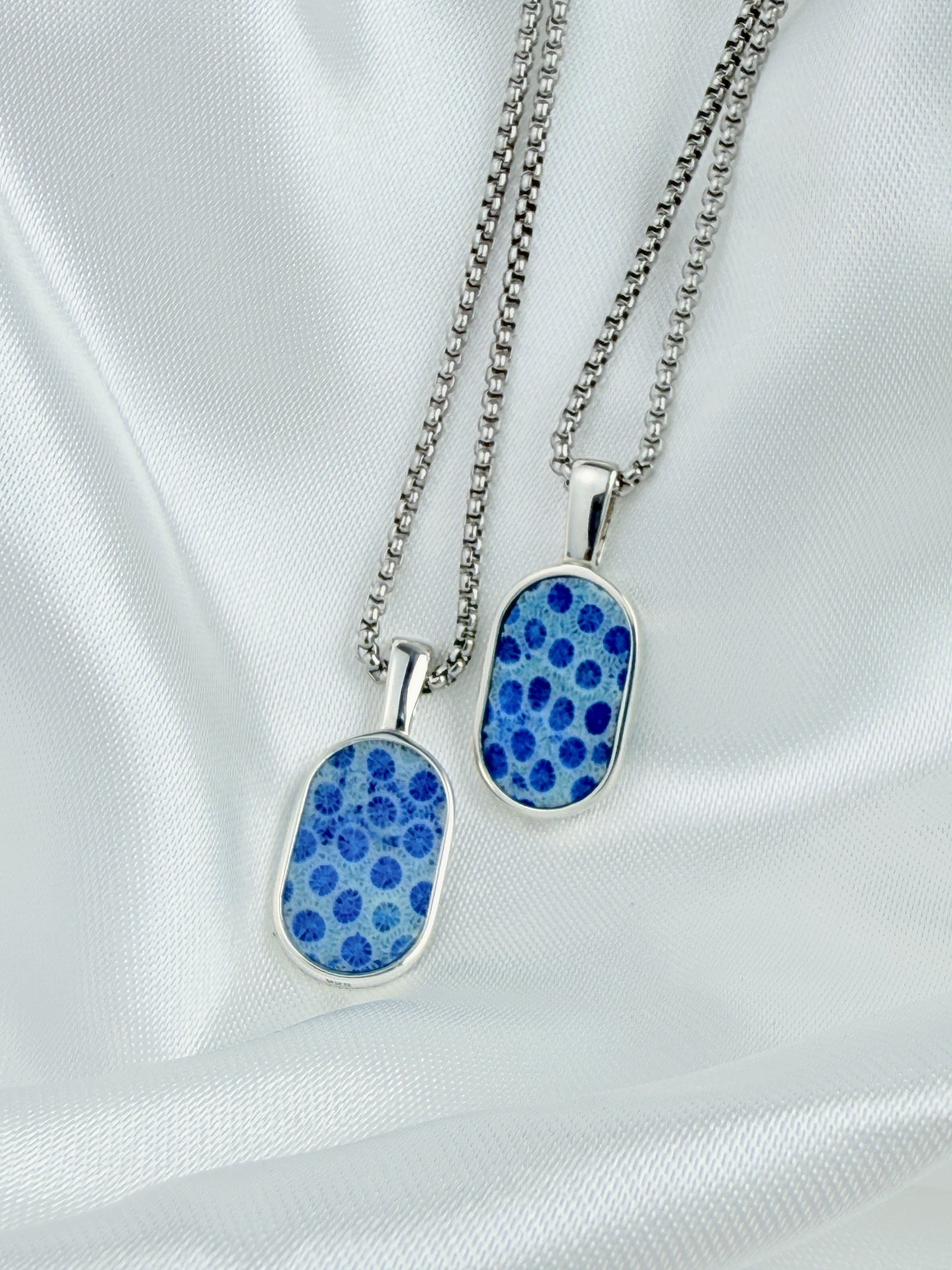 Coral Fossil Oval Necklace