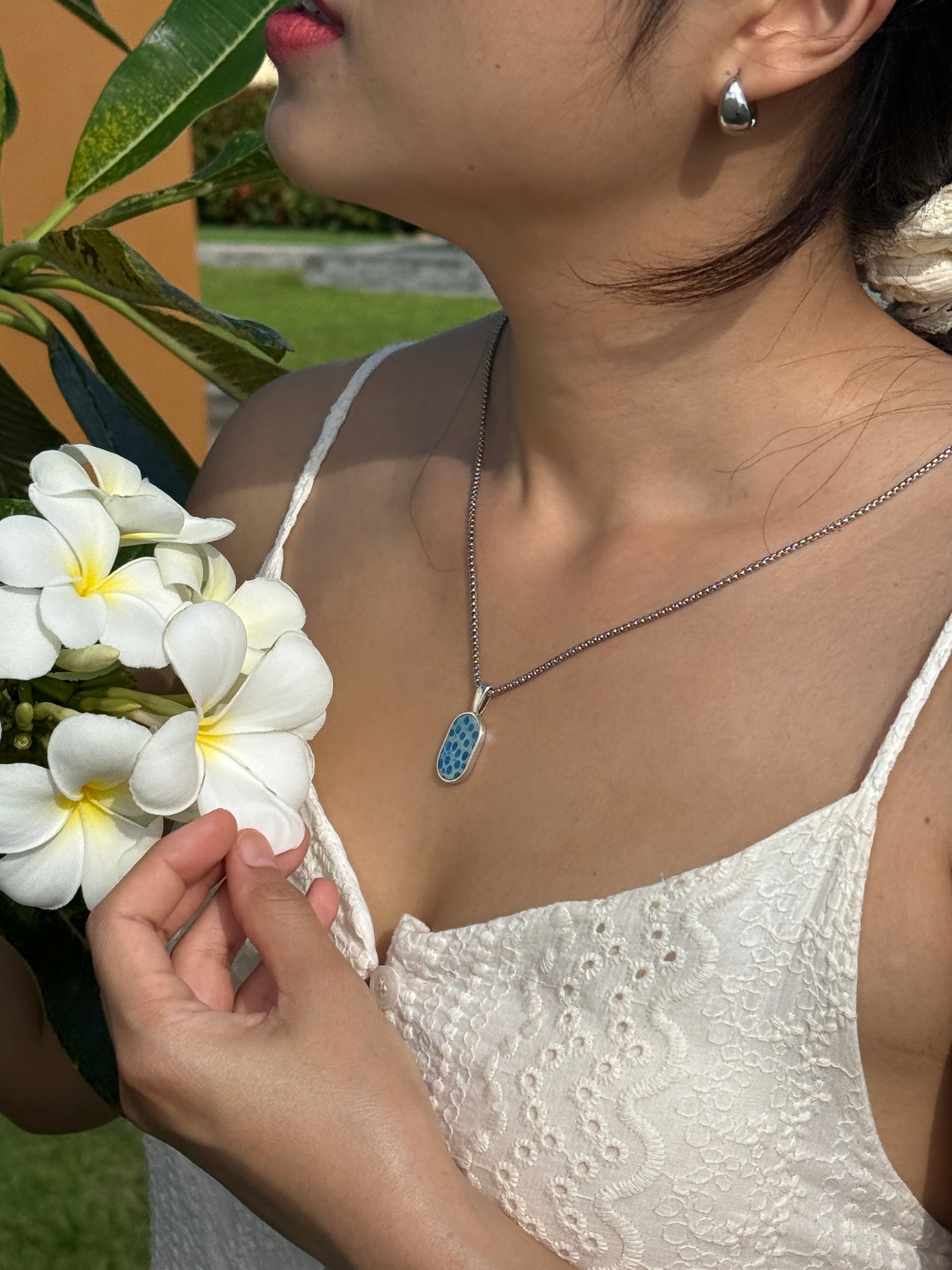 Coral Fossil Oval Necklace