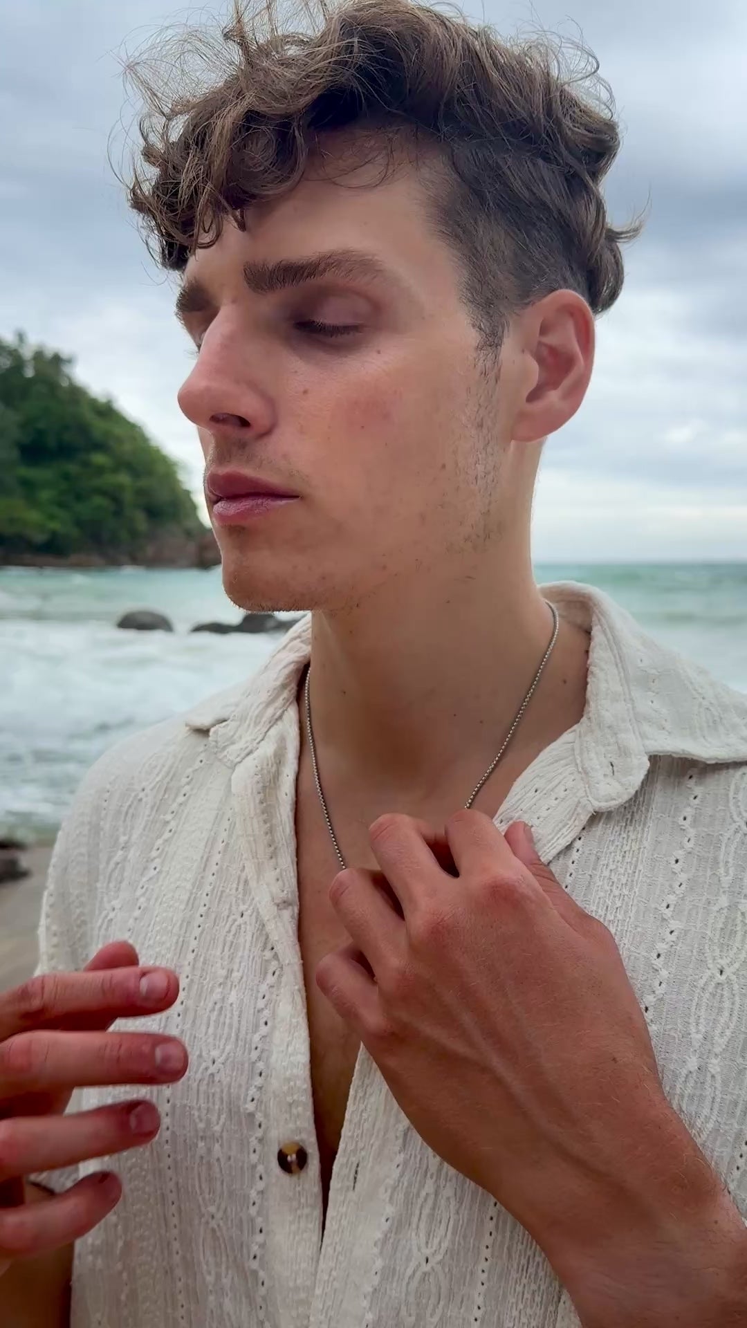 Coral Fossil Oval Necklace